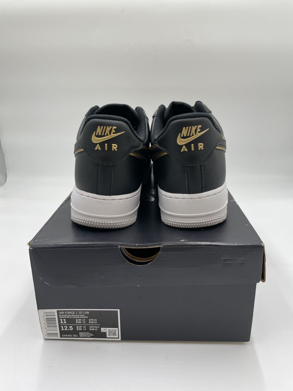 nike air force 1 lv8 black metallic gold sneakers da8481 001 men size