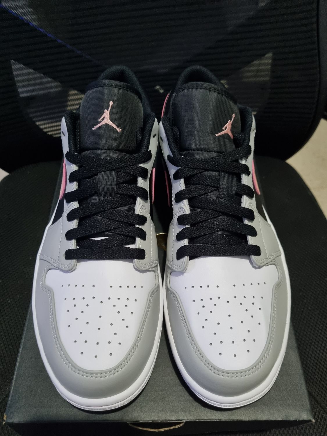 Pink black grey jordans best sale