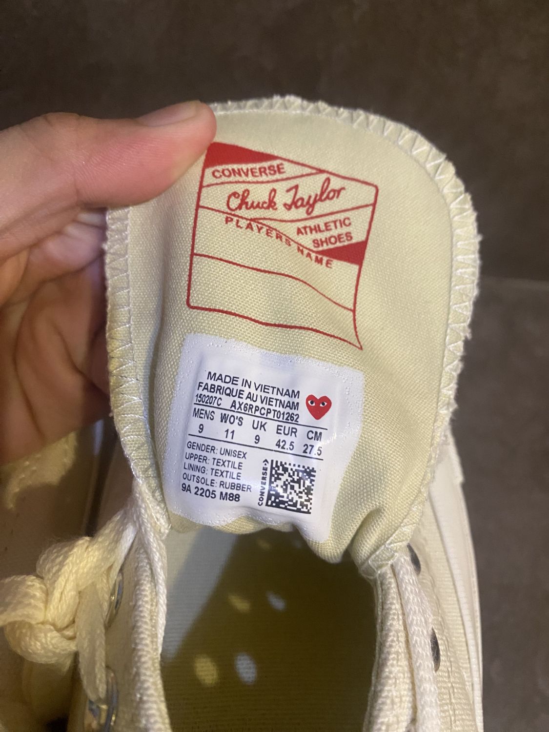 Cdg converse clearance tag