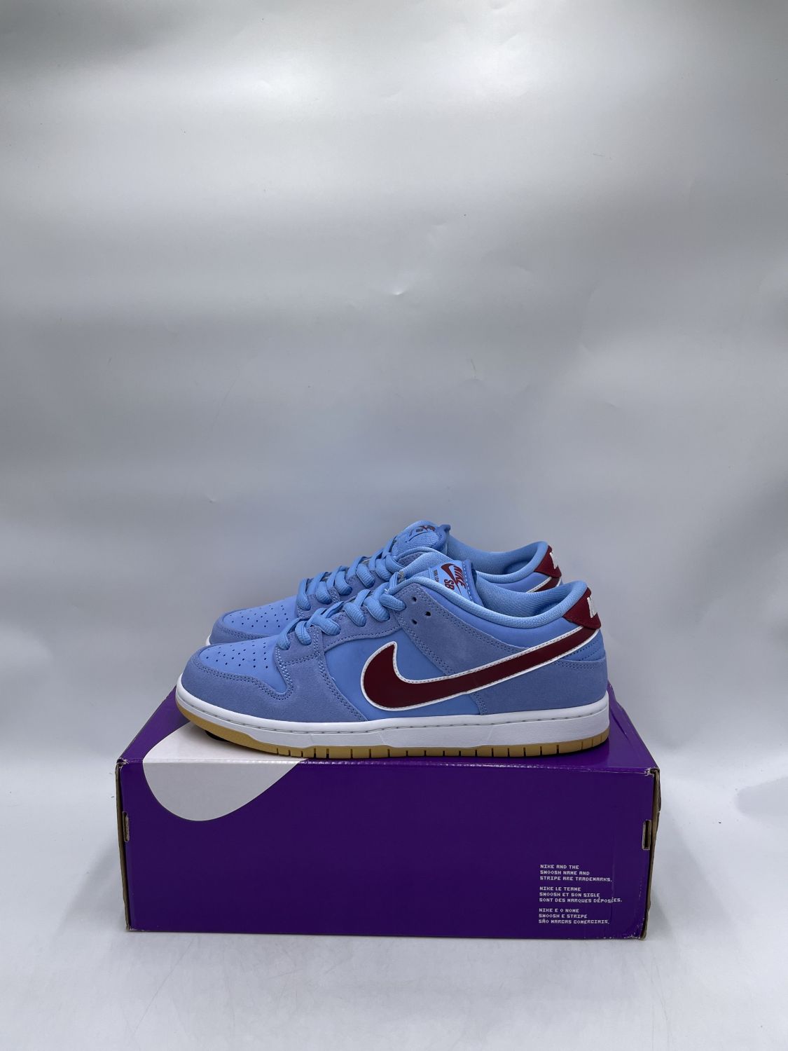 Pre-owned Nike Sb Dunk Low Pro Phillies Valor Blue Team Maroon Dq4040-400  Us 6 - 12 Men