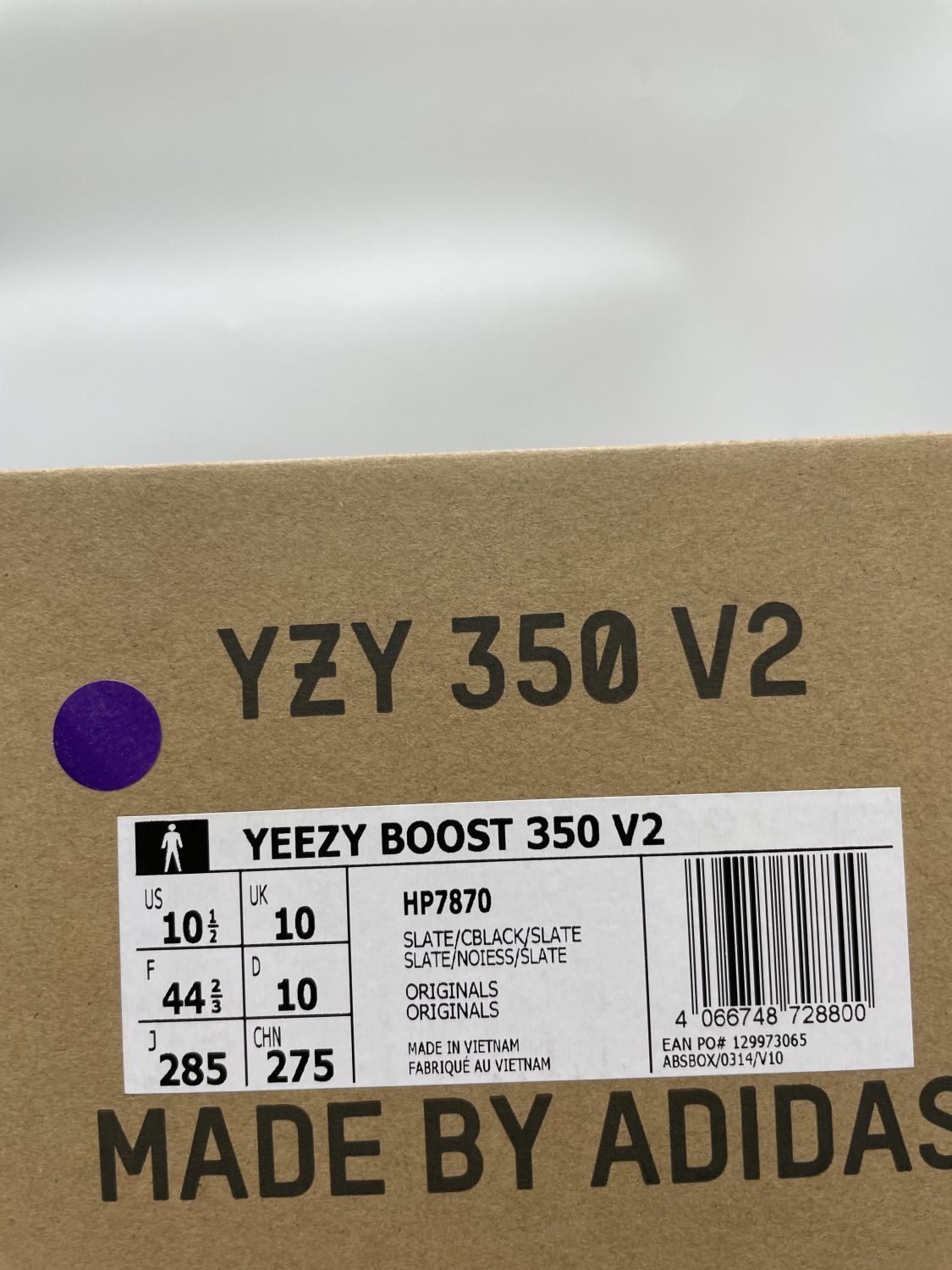  adidas Mens Yeezy 350 Boost V2 HP7870 Slate - Size 4.5