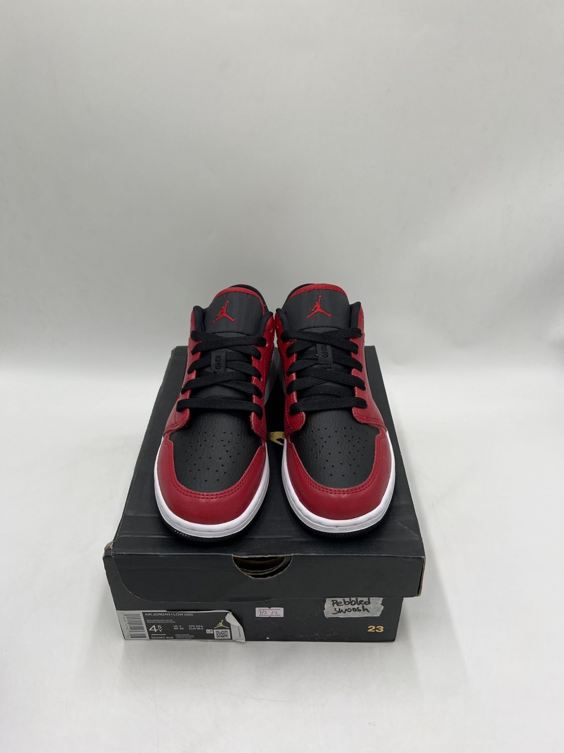 jordan 1 low gym red black pebbled gs