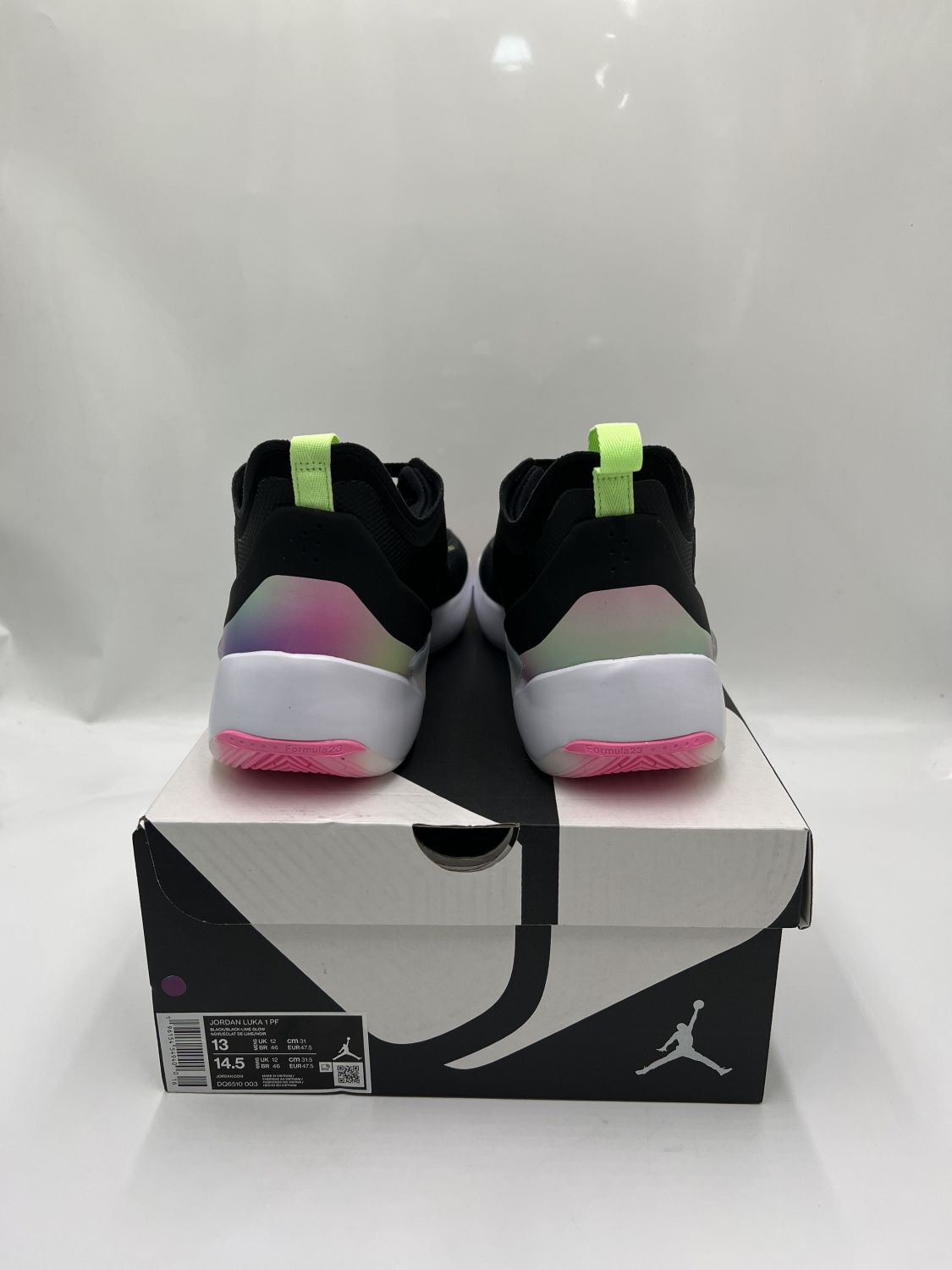 Black pink outlet and green jordans