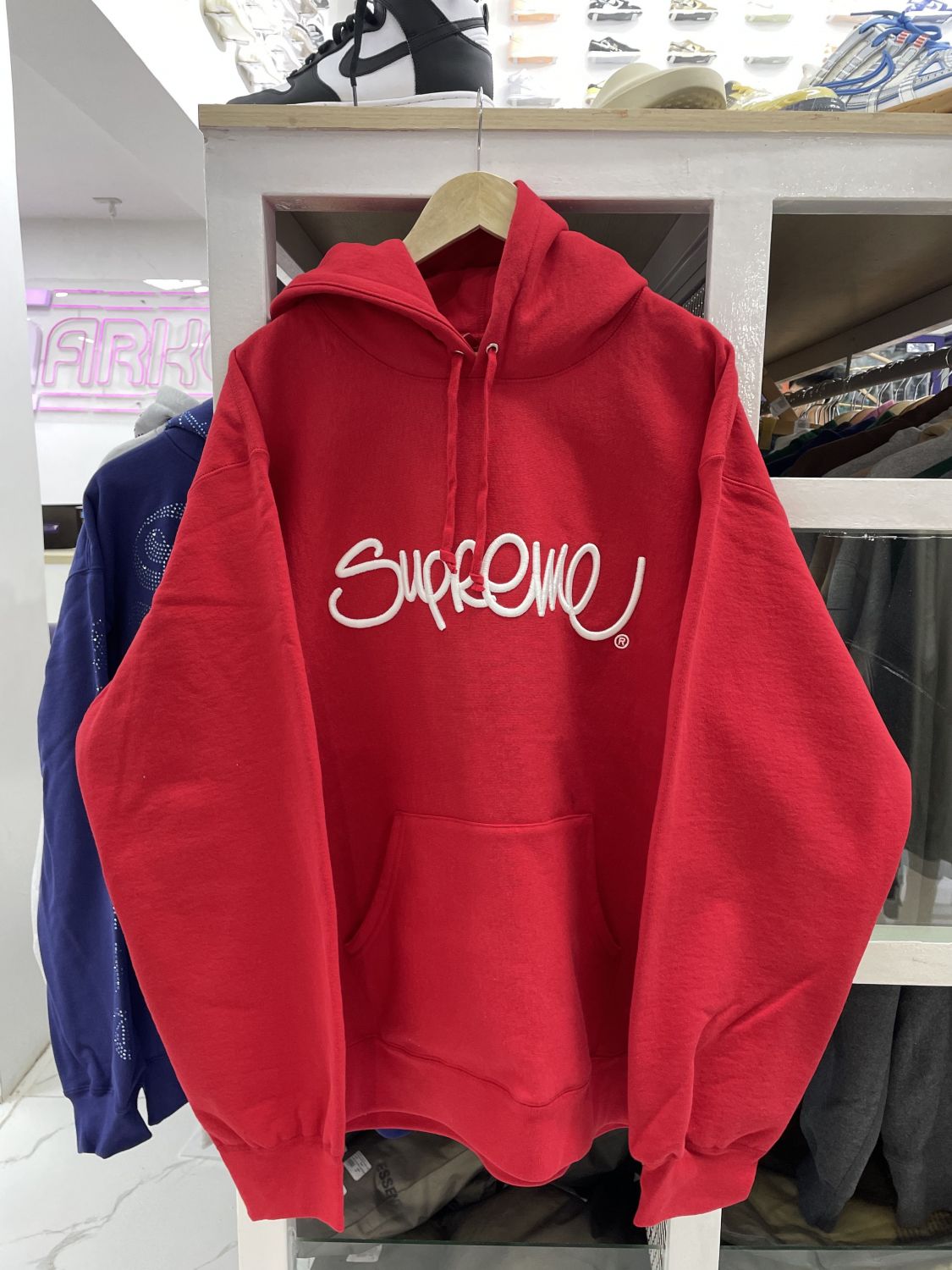 Supreme Raised Handstyle Hooded Sweatshirt Red | AfterMarket