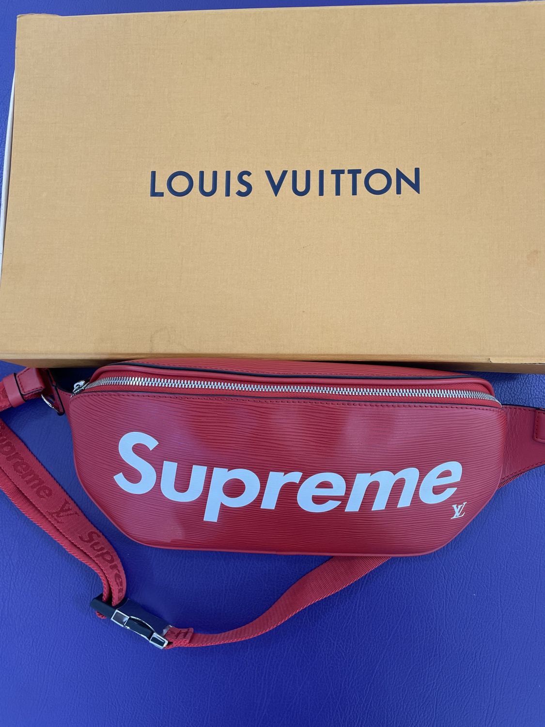 LOUIS VUITTON × Supreme Epi Bum Bag Waist Bag Red M53418 LV Auth 29232A