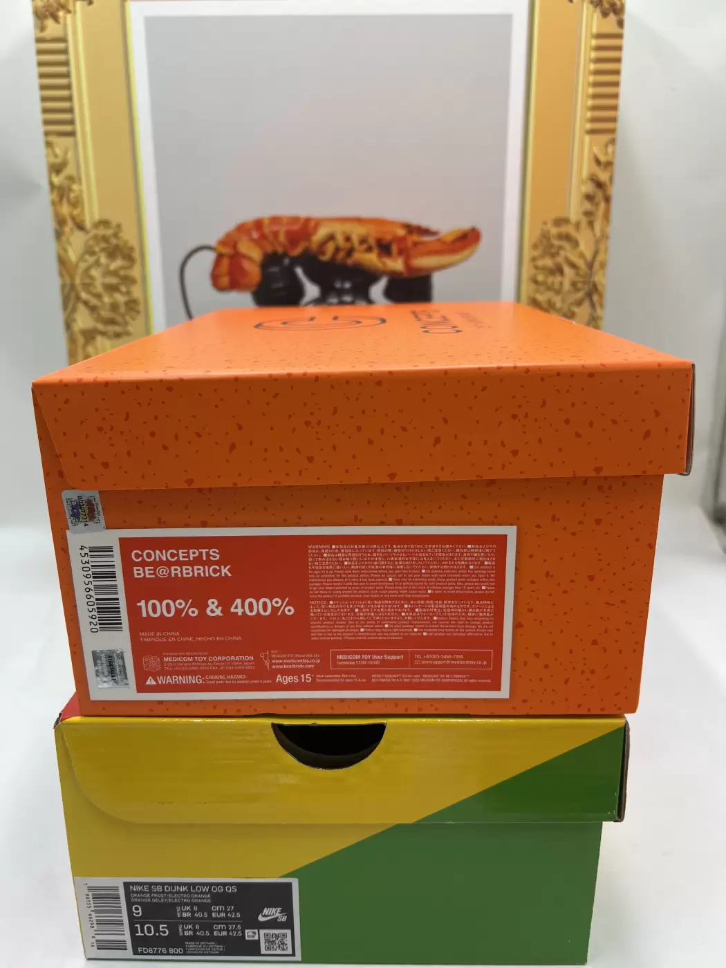 Bearbrick x Concepts Orange Lobster 100% & 400% Set - US