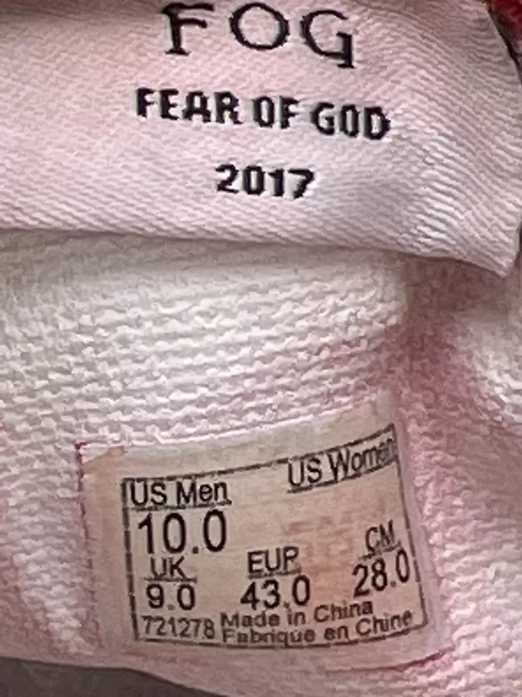 Fear of god vans sizing online