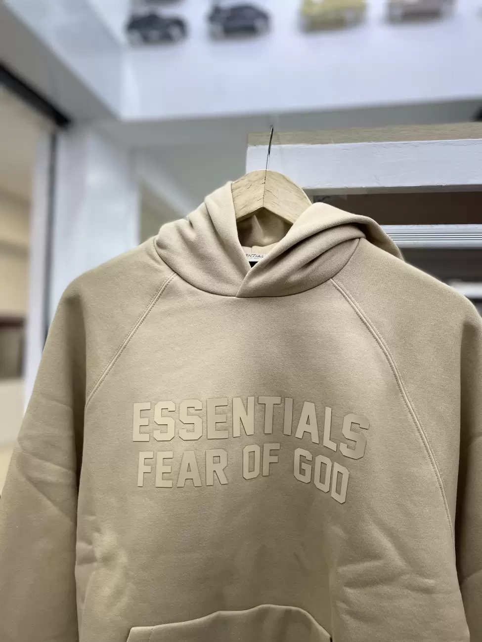 essentials hoodie sand
