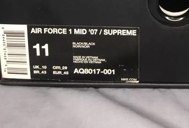  Nike Air Force 1 Mid '07 / Supreme - AQ8017 001