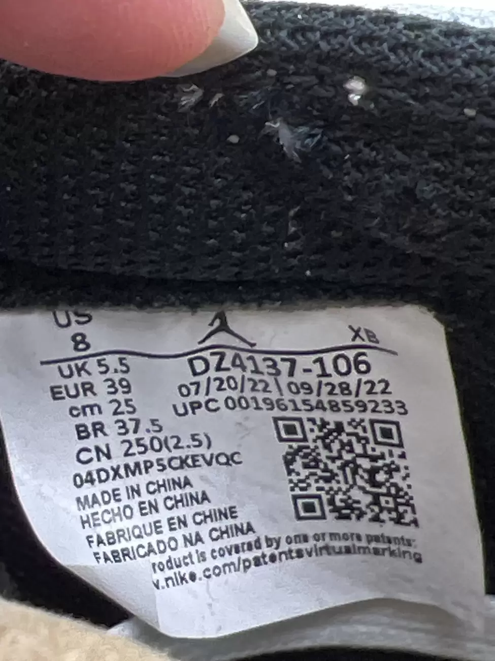 Travis scott jordan 1 size tag online