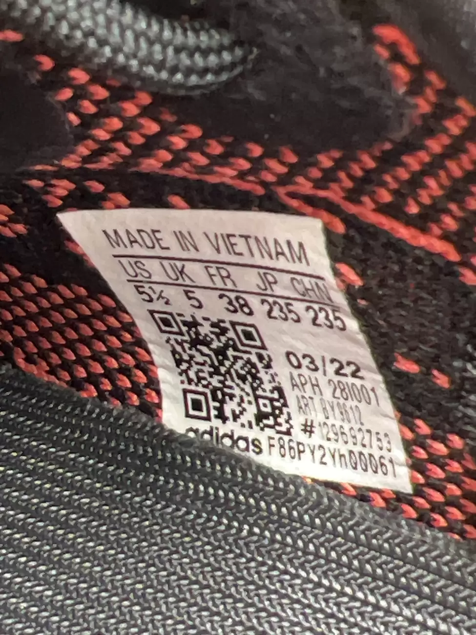 Yeezy red stripe size tag new arrivals
