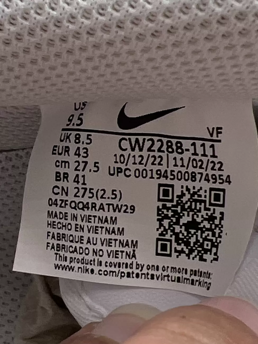 Nike air upc code hotsell