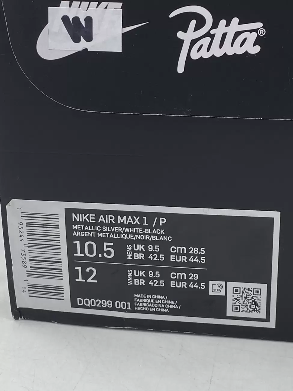 Patta x Nike Air Max 1 Black DQ0299-001