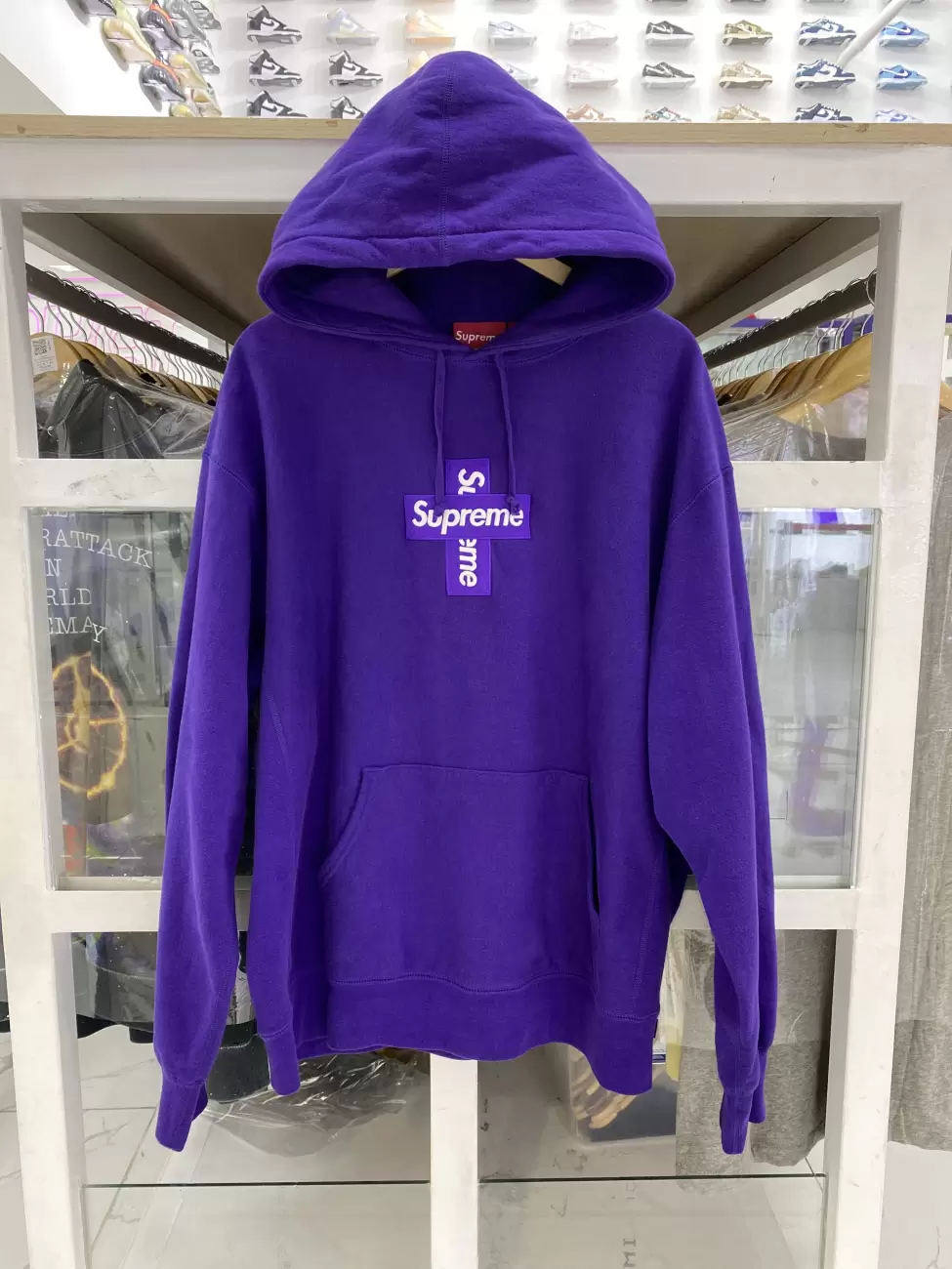 パーカーSupreme Cross Box Logo Hooded purple L②