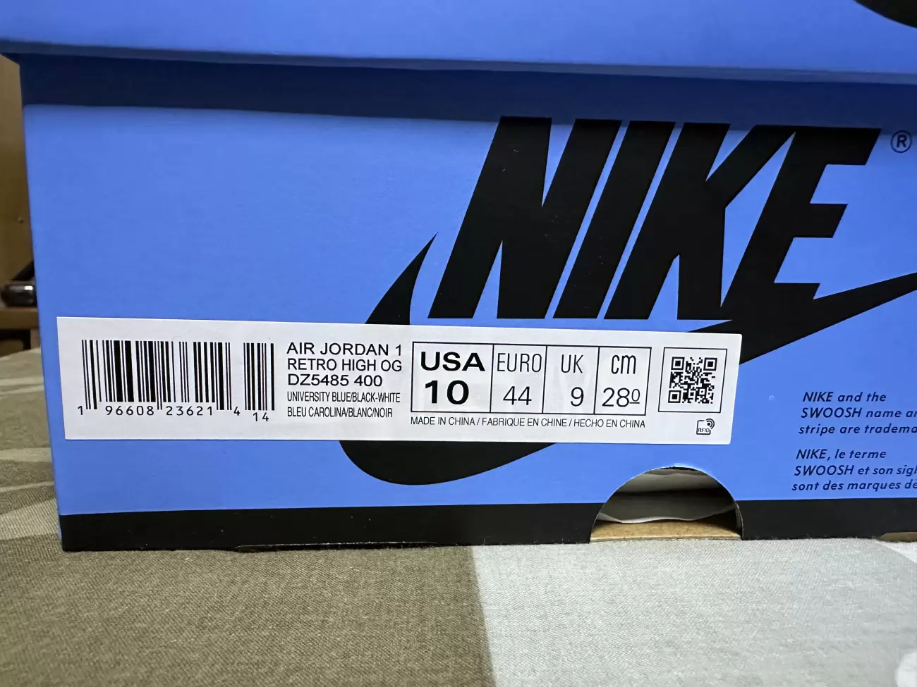 Jordan 1 unc clearance box