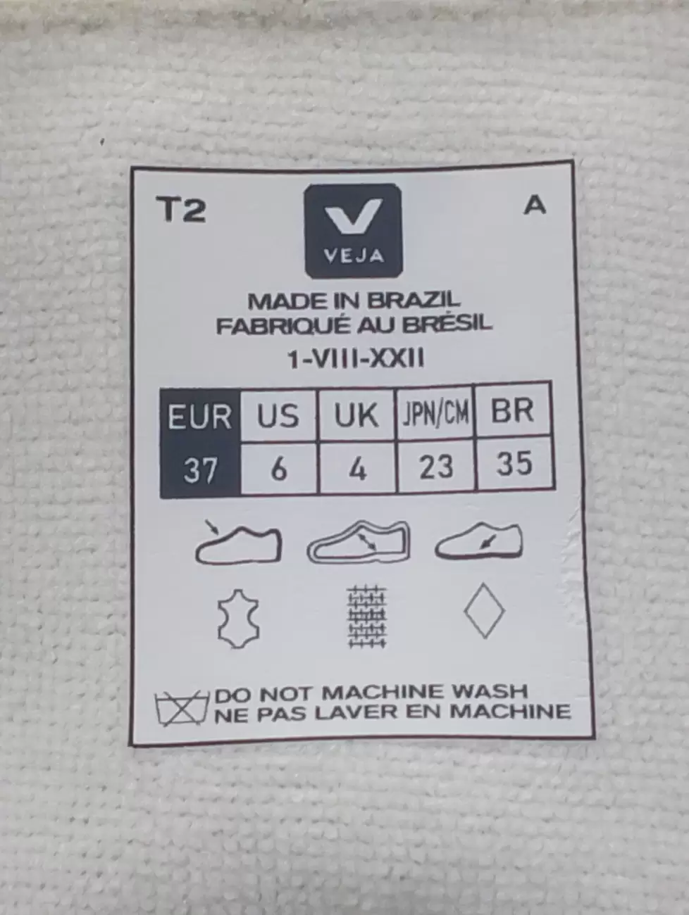 Veja size 2024 guide cm