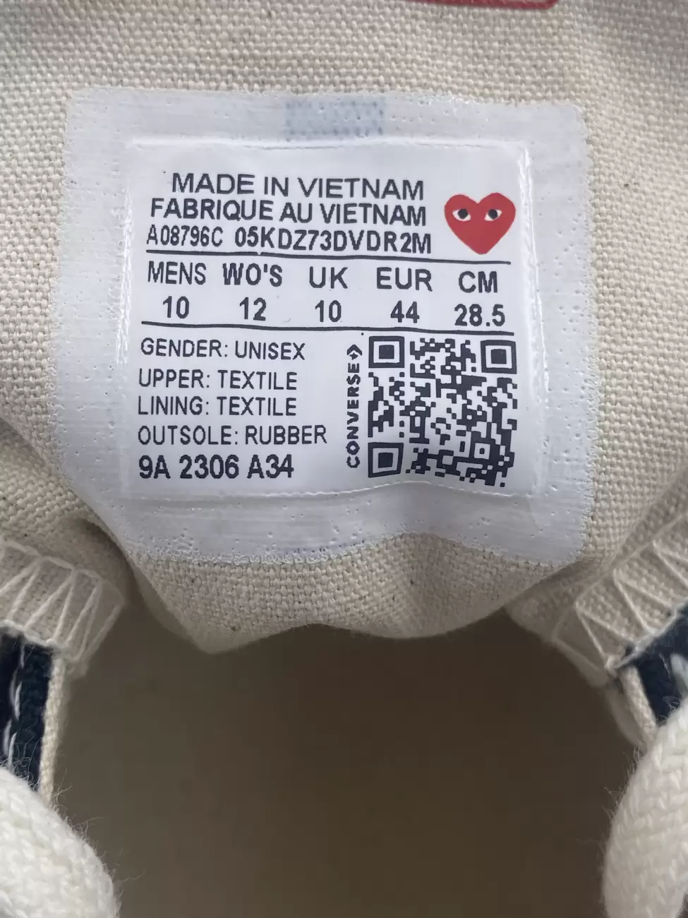 Cdg shop converse tag