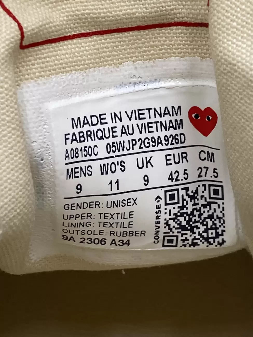 Converse cdg 2025 sizing