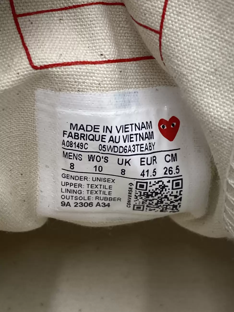 Cdg converse tags outlet