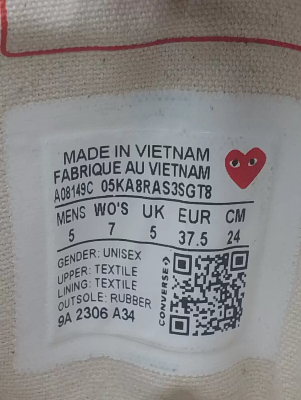 Tag size converse on sale original