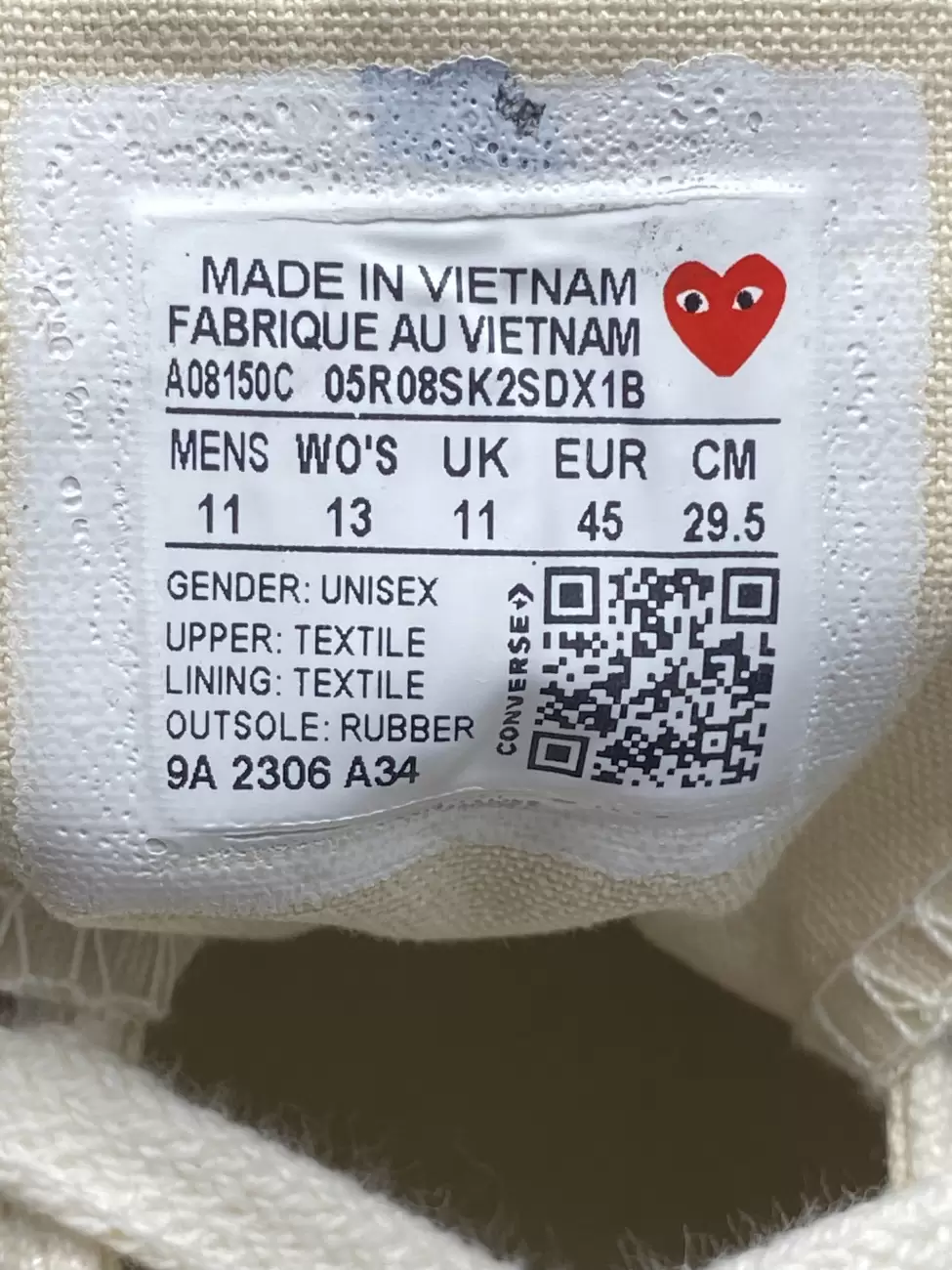Cdg converse deals size 13