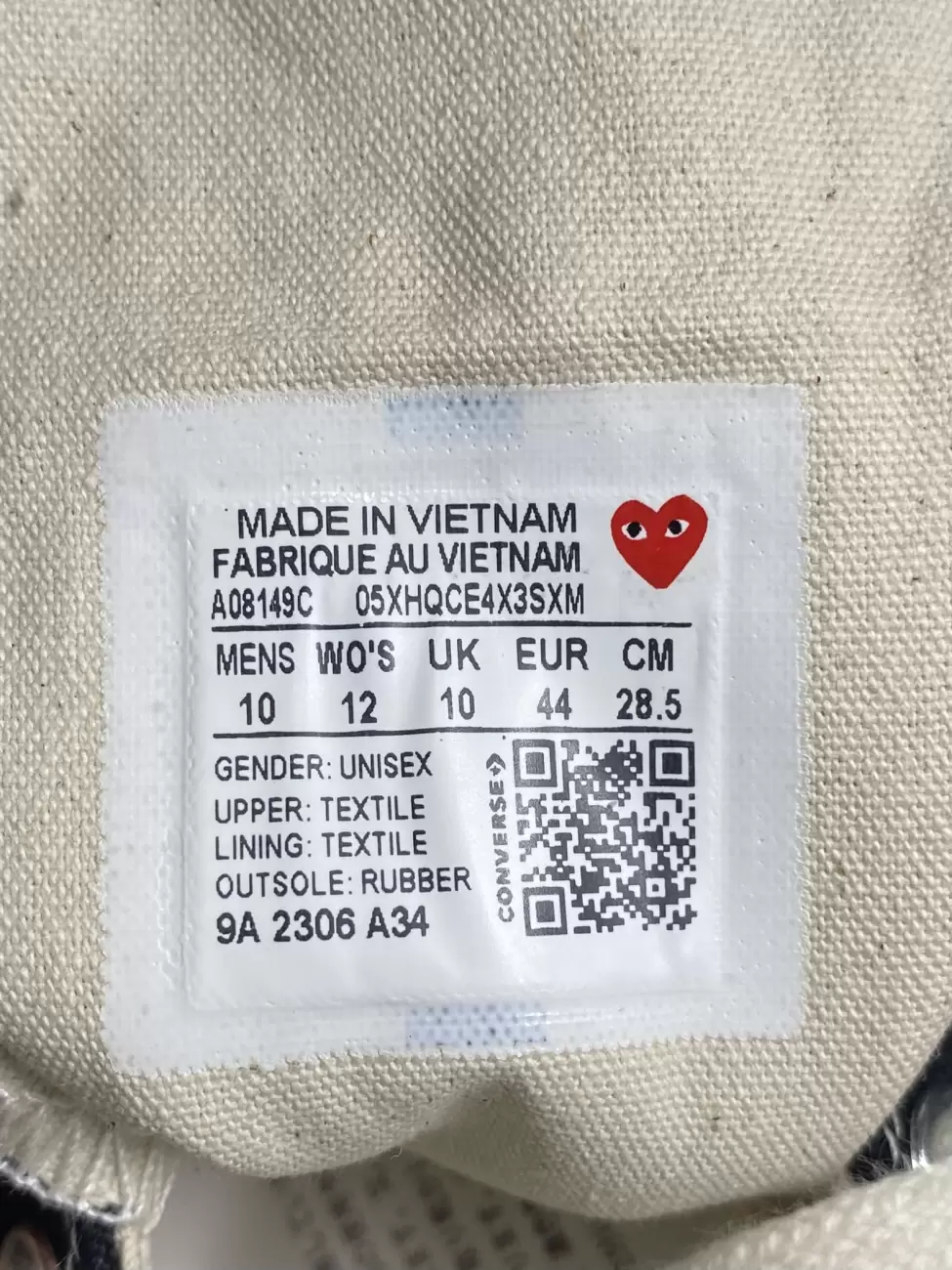 Converse cdg hot sale size 12