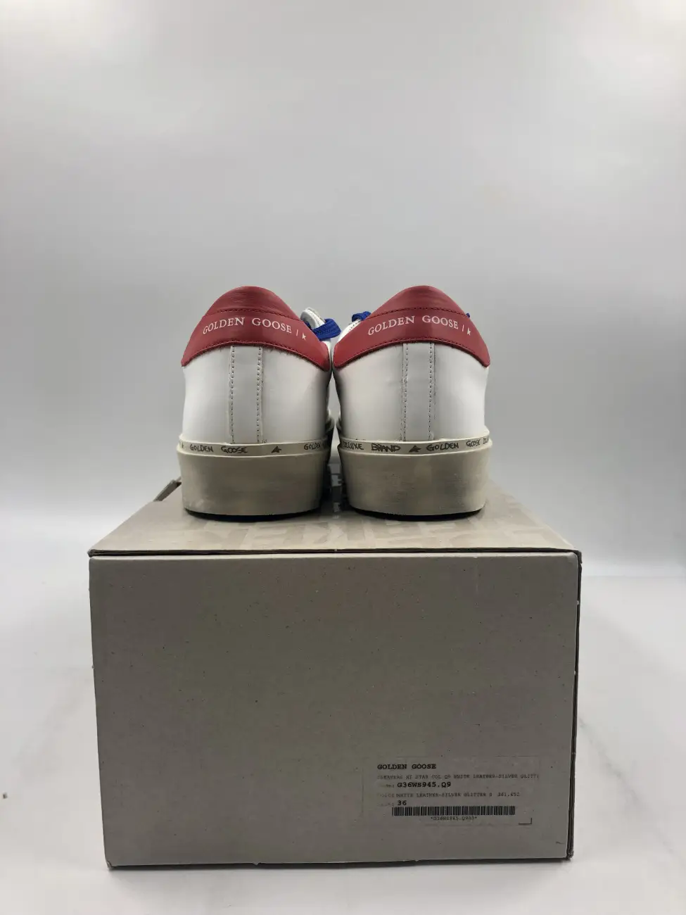 【Golden 】Classic Glitter Star Red Tab(22.5-24.5cm) Women's Super-Star in red suede with glitter star and white