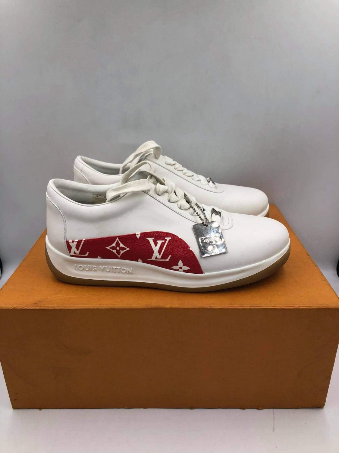 LV supreme sneakers white monogram, Men's Fashion, Footwear, Sneakers on  Carousell