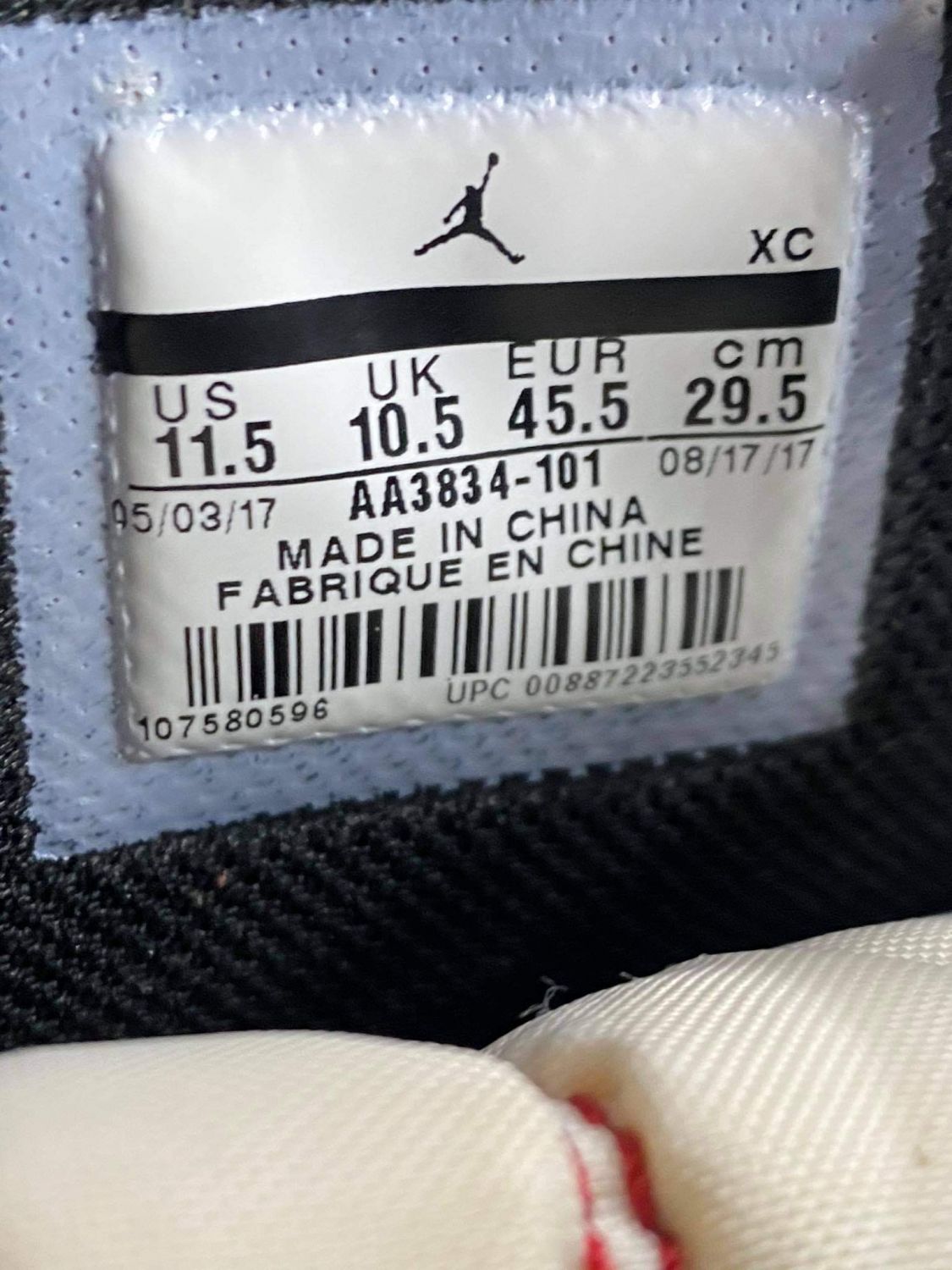 Jordan 1 shop off white tag
