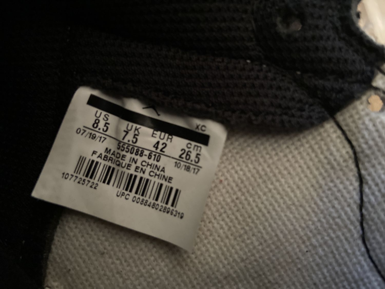 Jordan 1 bred toe size tag clearance