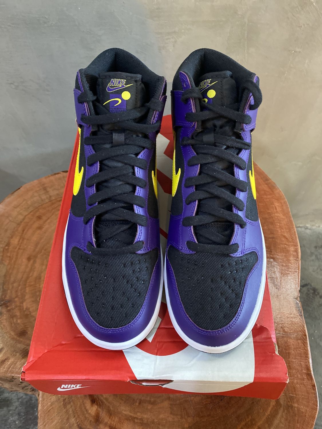 nike dunk high emb lakers stockx