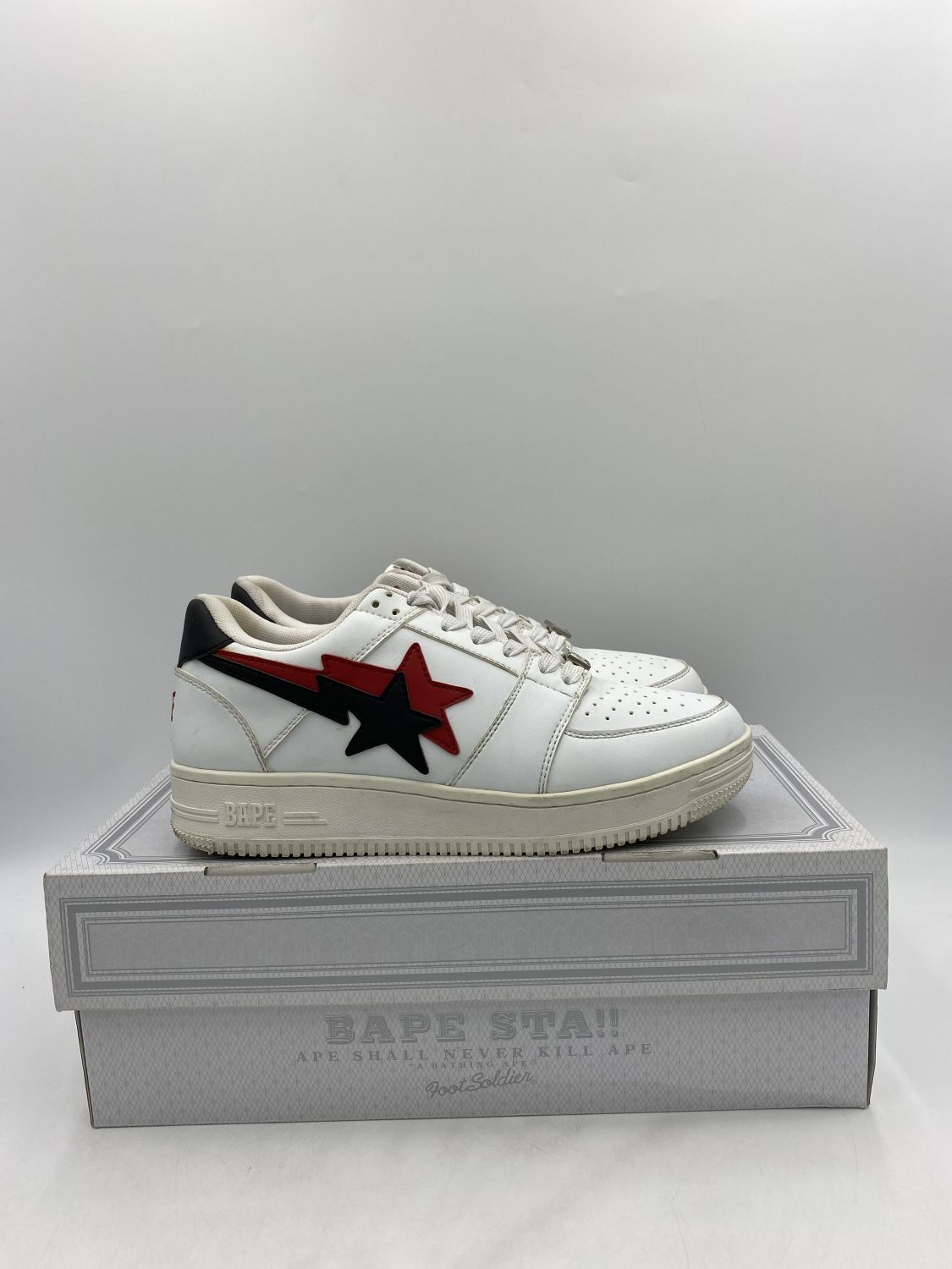 A orders bathing ape bapesta low double star white