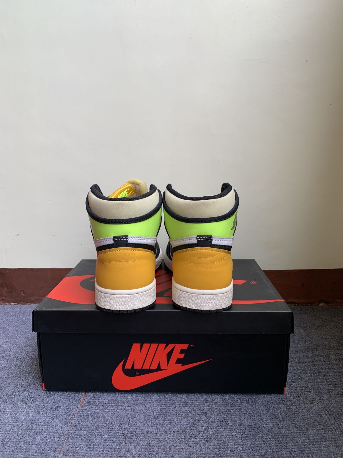 Jordan 1 Retro High White Black Volt University Gold | AfterMarket