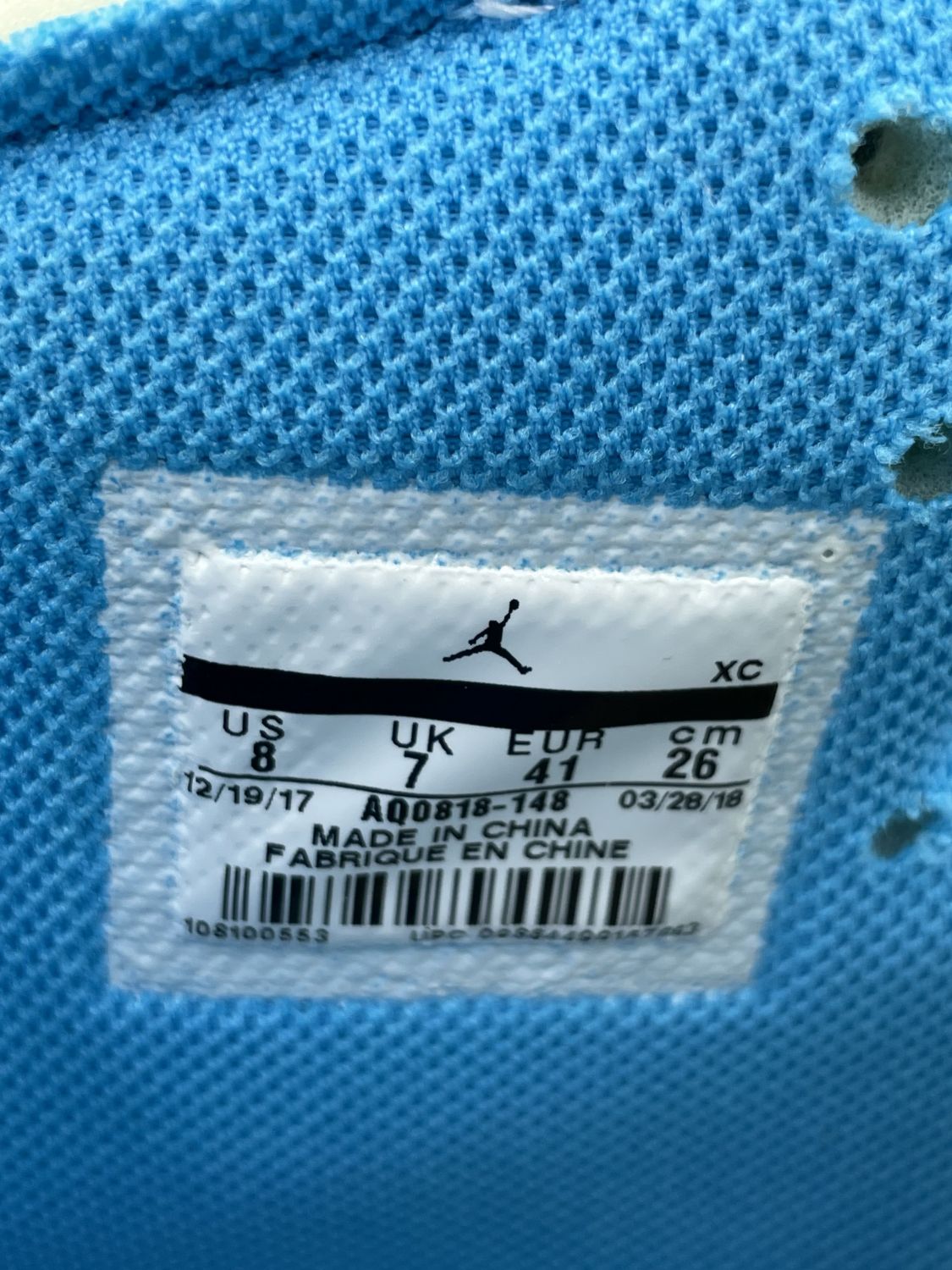 Off white jordan new arrivals 1 size tag