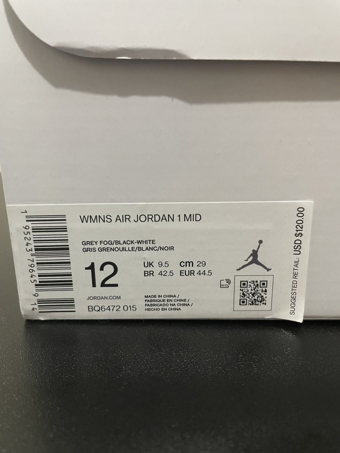 Air Jordan 1 Mid Light Smoke Grey Fog BQ6472-015 Women Sizes